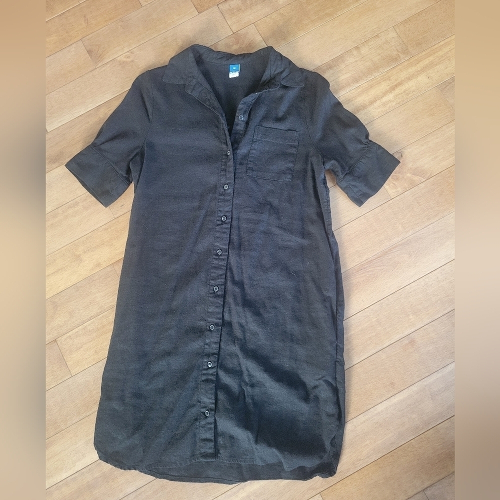 Old Navy Black Button-Front Shirt Dress Size XS GUC Autumn - Picture 5 of 7